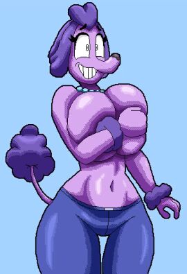 1girls animated anthro big_breasts bracelet bracelet_(marking) breasts busty canine chunkiroll cleavage covered_breasts covering_breasts cupping_breasts eyelashes female furry gif hand_bra hourglass_figure leggings loop midriff navel necklace nervous nervous_smile oc original_character pearl_necklace penelope_(protagon) penelope_de_caniche pixel_animation pixel_art poodle purple_fur purple_skin pushing_breasts_together sheepish_(series) snout tail tail_tuft thighs toned_stomach topless underboob wagging_tail