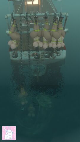 3d 9:16 antelope anthro asphyxiation ass big_breasts blindfold bodily_fluids bondage bound bovid breasts digital_media_(artwork) drowning erotic_asphyxiation female gag gagged genitals ghostoast hair hi_res imminent_death kidnapping mammal nipples nude pussy solo submerged water