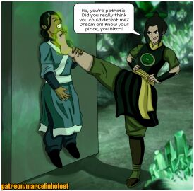 2girls avatar_legends avatar_the_last_airbender azula barefoot dark-skinned_female dark_skin english_text feet female female_only femdom femsub fire_nation foot_fetish human katara marcelinhofeet multiple_females multiple_girls smell smelly smelly_feet speech_bubble stink_fumes stinky stinky_feet sucking_toes text toe_sucking water_tribe