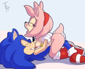 1boy 1girls amy_rose areolae clenched_teeth closed_eyes cowgirl_position female hedgehog male naked nipples nude open_mouth penetration pink_fur pink_hair sex sonic_(series) sonic_the_hedgehog sonic_the_hedgehog_(series) straight the_other_half