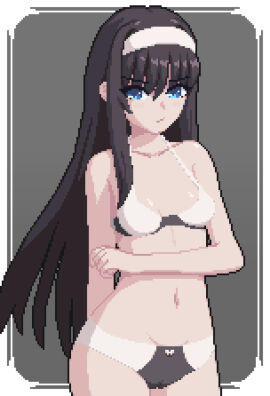 akiha_tohno ass big_ass big_breasts big_butt big_thighs big_titties bikini black_hair breasts curvaceous curvaceous_female curvaceous_figure curvy curvy_figure curvy_hips female long_hair pixel_art seiko093 tohno_akiha tsukihime