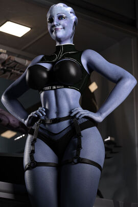 1girls 3d 3d_(artwork) abysso alien alien_girl alien_humanoid asari big_breasts bioware blue-skinned_female blue_body blue_eyes blue_skin breasts clothed clothed_female curvaceous curvy curvy_figure electronic_arts female female_only hair_tentacles hands_on_hips hips hourglass_figure huge_breasts humanoid ladyabysso large_breasts liara_t'soni lips mass_effect navel panties slim_waist smile smiling smiling_at_viewer solo tentacle_hair thighs video_game_character waist