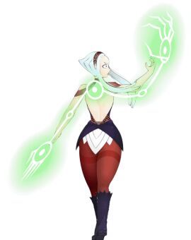 1girls animated animated_gif ass_expansion backboob be_witches breast_expansion breasts female_only from_behind full_body huge_breasts short_hair solo thick_thighs white_hair