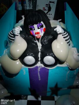 1girls 3d 3d_(artwork) ass black_body black_hair breasts cum cum_everywhere cum_in_mouth cum_on_breasts cum_pool female filled_condom filled_condoms five_nights_at_freddy's five_nights_at_freddy's_2 fnaf hips huge_ass large_ass large_breasts lownart lowndrawthing marionette_(fnaf) multiple_condoms puppet_(fnaf) puppet_(thepuppetlover) red_lips red_lipstick so_much_cum solo stripes tagme white_face