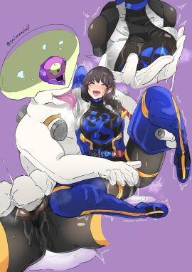 1boy 1girls bodysuit breasts captured captured_heroine cycloneaction female female_focus fingering fingering_pussy fingering_through_clothes grabbing grabbing_breasts groping groping_breasts high_heels kamen_rider kamen_rider_jeanne kamen_rider_revice_(series) legs_apart legs_up licking licking_armpit male monster pussy pussy_juice pussy_juice_drip pussy_juice_drip_through_clothes pussy_juice_leaking pussy_juice_puddle pussy_juice_stain rubbing_pussy sakura_igarashi spread_legs spreading thick_thighs thighhighs thighs tight_clothes tight_clothing