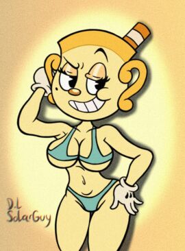anthro bedroom_eyes bikini breasts cuphead:_the_delicious_last_course cuphead_(game) dl_solarguy female grin grinning huge_breasts ms._chalice posing suggestive the_cuphead_show