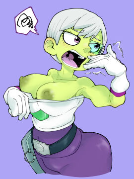 cheelai dragon_ball dragon_ball_super female gluten000000 green_body green_skin scouter tagme tinted_eyewear