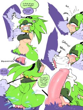 3:4 afrosoricid anthro ass big_ass big_breasts big_penis blue_eyes bodily_fluids breasts collar cum cum_in_hair dialogue dominant dominant_male duo ear_piercing ear_ring electrogenesis electrostimulation english_text erection eulipotyphlan fangs female female_penetrated french_kissing fur genital_fluids genitals green_body green_fur grey_body grey_fur hair hedgehog hi_res interspecies kissing knot leash leash_pull leashed_collar licking male male/female male_penetrating male_penetrating_female mammal oral penetration penile penile_penetration penis penis_in_pussy penis_lick piercing pussy quavernsfw ring_piercing saliva saliva_string sega sex sharp_teeth sonic_(series) sonic_the_hedgehog sonic_the_hedgehog_(series) sonic_the_werehog sonic_unleashed speech_bubble submissive submissive_female surge_the_tenrec teeth tenrec text tongue vaginal_penetration werecreature wereeulipotyphlan werehog