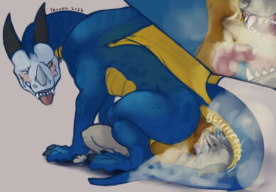 absurd_res anal anthro anus balls blue_body blue_scales blush canid canine canis closed_eyes dragon duo earl_polar facesitting fart fart_cloud fart_fetish farting_on_another farting_on_face feral fur genitals grascal grey_body grey_fur hi_res horn looking_at_another looking_back looking_back_at_another male male/male mammal membrane_(anatomy) membranous_wings mythological_creature mythological_scalie mythology nude one_eye_closed oral rimming scales scalie sex sitting_on_another tail teavern teeth tongue tongue_out wings wolf