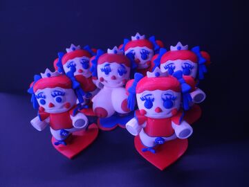 3d 3d_print baby_(fnafsl) big_breasts big_nipples black_background blue_eyes blue_lighting bow bow_in_front bow_in_hair bow_on_head bow_ribbon breasts circus_baby circus_baby_(fnaf) clown crown cute cute_face doll female figurine five_nights_at_freddy's huge_breasts justaperson justaperson3000 justaperson_queendom large_areolae large_breasts massive_breasts orange_hair plush plush_baby plush_princess_(justaperson) plushie plushophilia red_hair red_nipples red_shirt red_shoes white_skin