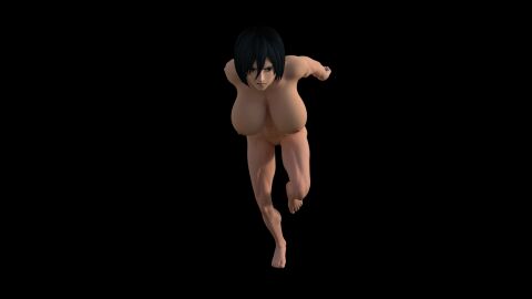 1girls 3d animated attack_on_titan daz_studio female mikasa_ackerman raider_(artist) running solo tagme