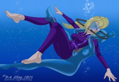 1girls 5_toes barefoot blonde_hair blue_eyes damsel_in_distress dastigy diving_suit eyes_open feet female female_only heroine_in_trouble ino_yamanaka naruto naruto_(series) peril scuba scuba_gear scuba_mask scuba_tank soles solo solo_female solo_only toes underwater underwater_peril