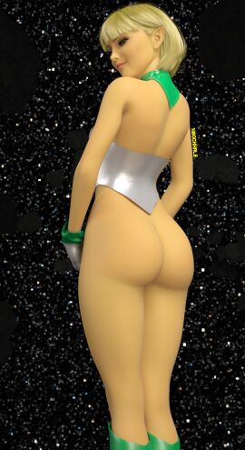 1girls 3d arisia_rrab ass ass_focus back_view big_ass blonde_hair breasts dc dc_comics female female_only green_lantern_(series) knockkale light-skinned_female light_skin pointy_ears solo