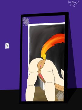 anthro ass backsack balls ballsack canid canine dumbassguy fennec_fox fox genitals hakka_(dumbassguy) hi_res male mammal solo true_fox