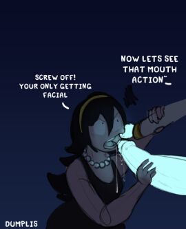 2boys angry angry_expression angry_eyes angry_face angry_sex ass big_ass cock_in_face cock_in_mouth crossdressing dick_in_face dumplis_(artist) fellatio_gesture gay hyper_cock jay_(dumplis) long_hair male male/male oc original original_character penis precum tagme