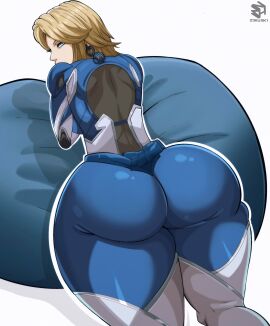1girls 2d ass ass_focus big_ass blonde_hair blue_bodysuit blue_eyes bodysuit bottom_heavy bubble_ass bubble_butt clothing ear_piercing earrings fantastic_four fat_ass female female_only gluteal_fold huge_ass invisible_woman invisible_woman_(marvel_rivals) large_ass light-skinned_female light_skin looking_at_viewer looking_back marvel marvel_comics marvel_rivals milf piercing solo sue_storm thick_ass thick_thighs thunder_thighs wide_hips z3husky