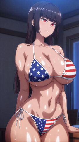 1girls 4k 4k_resolution 8k ai_generated american_flag_bikini athletic athletic_body athletic_female bikini female female_focus high_res high_resolution hires indoors inside long_hair please_don't_bully_me nagatoro president_(nagatoro) red_eyes sana_sunomiya solo solo_female solo_focus straight_hair tagme toned toned_body toned_female underboob upscaled wet wet_body wet_skin