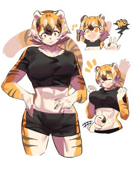 abs anthro big_breasts breasts crop_top feline female furry huge_breasts mei_xiang muscular muscular_female mx99926 original short_hair short_shorts shorts sportswear tagme thick_thighs tiger tiger_girl wide_hips