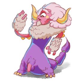 1_eye 1boy 1monster 3_fingers 3_toes :o adult_attmoz anthro anthro_only arm_fur arm_spikes arm_up artist_request attmoz banded_tail big_blue_bubble blank_background brown_eyes bushy_eyebrows celestial_(my_singing_monsters) cheekbones chest_fur curled_horns cyclops facial_hair flaccid funny fur furry goatee horn horned_humanoid horns humanoid humor legs_apart long_tail looking_down male male_only mane monster monster_boy monster_cock msm mullet my_singing_monsters no_humans non-human non-human_only penis pink_arms pink_body pink_hair pink_penis plain_background purple_fur satyr simple_background solo solo_male spikes standing star star_(symbol) star_on_cheek surprised surprised_expression sweatdrop tail tail_ornament white_background white_fur white_hair