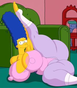 ass breasts bubble_ass bubble_butt female hyper hyper_boobs hyper_breasts marge_simpson nipples nipples_bulge nipples_visible_through_bra nipples_visible_through_clothing smug smug_face sweat_pants the_simpsons turboranger yoga