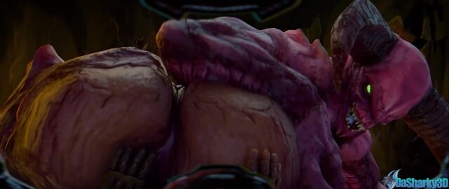 1boy 1girls 3d 3d_animation animated baron_of_hell_(doom) breasts breeding cum cum_drip cum_in_pussy cum_inside dasharky3d demon demon_girl doom doom_slayer_(doom) fat_ass female green_eyes horns huge_ass human interspecies jagged_teeth large_breasts looking_at_viewer looking_back male penetration pink_skin sharp_teeth sound tagme vaginal_penetration video