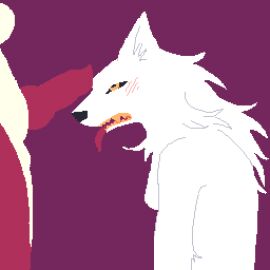 animated anthro arctic_wolf blush bodily_fluids breath canid canine canis domestic_dog drooling duo female futanari genitals humanoid intersex intersex/intersex knot knotted_penis mammal molosser mountain_dog panting penis saint_bernard saliva teasing urfavvpuppy wolf