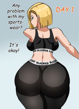 1girls android_18 ass ass_focus back back_view big_ass big_breasts big_butt blacked blacked_clothing blonde blonde-haired_female blonde_female blonde_hair blue-eyed_female blue_eyes breasts cheating cheating_wife cuckold cuckold_pov curvy curvy_body curvy_female curvy_figure curvy_hips curvy_thighs dragon_ball dragon_ball_super dragon_ball_z english english_text female hips huge_ass huge_breasts huge_butt interracial large_ass large_breasts large_butt light-skinned_female light-skinned_male light_blue_background light_skin looking_at_viewer looking_back male male_pov milf netorare ntr pov pov_male sideboob simp4a18 sportswear text thick thick_ass thick_hips thick_thighs wide_hips wife