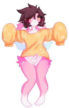 1boy absurd_res anthro balls clothing femboy feminine_male floppy_ears furry genitals girly hi_res knock-kneed lagomorph leporid lop_ears male male_only mammal moffuru oversized_clothing oversized_sweater oversized_topwear penis pink_body pink_fur rabbit raised_arms remmy_(remybunny) solo sweater topwear trans_woman transfem