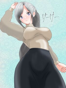 big_breasts breasts clothed d4dj female japanese_text keekee_(kk_d4ni) niijima_ibuki watermark wide_hips