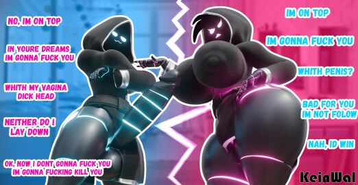 1boy 1boy1girl 1girls 2020s 2025 3d 3d_(artwork) angry arguing artist_name artist_signature big_breasts big_thighs breasts crossed_arms dialogue female female_focus femboy femboy_on_female glowing glowing_eyes gold_(character) hand_on_hip hi_res highres imminent_sex kein_wal large_breasts male male/female nah_id_win penis robot robot_boy robot_femboy robot_girl robot_humanoid robot_penis smug tagme text thick_thighs thighs watermark wet