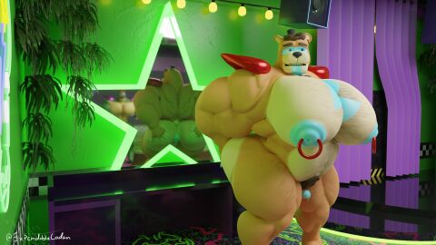 1boy 2023 3d 3d_model anthro anthro_focus anthro_only anthro_solo ass bara bear boner breasts codans completely_nude detailed_background erection five_nights_at_freddy's five_nights_at_freddy's:_security_breach glamrock_freddy_(fnaf) hat headgear headwear male male_anthro male_focus male_only mammal mammal_humanoid montgomery_gator_(fnaf) muscular muscular_chest muscular_male nipple_piercing nipples nude nude_male penis piercing scottgames solo solo_anthro solo_focus solo_in_panel solo_male steel_wool_studios tiny_penis ursid ursid_humanoid yaoi