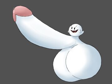 4:3 absurd_res anthro balls big_balls big_penis bodily_fluids boo_(mario) dripping genital_fluids genitals ghost hi_res huge_balls huge_cock hyper hyper_balls hyper_genitalia hyper_penis leaking_precum male mario_bros nintendo penis precum precum_drip precum_on_own_penis precum_on_penis precum_squirt precum_string solo spirit