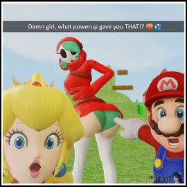 1boy 2girls 3d 3d_(artwork) artist_name ass ass_awe ass_expansion ass_focus backboob big_ass big_butt blonde_female blonde_hair blue_eyes blue_hair blue_panties breasts brown_hair busty casual casual_nudity comedy distortingreality earrings embarrassed embarrassed_female expansion facial_hair female female_focus funny gloves green_panties hair_over_one_eye human humanoid humor light-skinned_female light_skin lips lipstick male mario mario_(series) mask meme mustache nintendo no_visible_genitalia outside overalls panties poggers pointing pointing_soyjak princess_peach public public_exposure public_nudity shocked shocked_expression shy shy_gal shy_gal_red sideass soyjak soyjak_pointing_meme stockings super_mario_bros. teasing text toony underass upskirt white_stockings