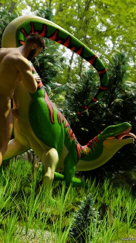 3d blender feral human_on_feral male male_on_feral mighty3d raptor zoophilia