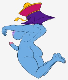 1futa areolae ass back back_view big_breasts big_penis blue_skin breasts darkstalkers erect_penis erection futa_only futanari hsien_ko humanoid humanoid_penis intersex jiangshi_costume jogstash lei-lei lei_lei nipples nude penis purple_hair solo