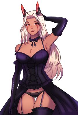 1girls 1pgjsf1 adapted_costume alternate_costume arm_above_head arm_raised big_breasts black_bra black_corset black_dress black_panties black_sleeves black_thigh_highs black_thighhighs bowtie bowtie_collar bra breasts choker collar confident confident_female confident_smile corset corset_bra corset_dress day_of_wrath day_of_wrath_(doom_fanfic) demon demon_girl demon_horns demoness detached_collar detached_sleeves dress exhibitionism exhibitionist exposed_thighs eyeliner eyeshadow face_markings facing_viewer female frilled_bra frilled_skirt frills garter_straps glowing glowing_horns goth goth_girl gothic gothic_girl gothic_lolita horns infinitypilot large_breasts lolita_fashion long_hair looking_at_viewer open_dress original original_character panties presenting raised_arm red_eyeliner red_eyes red_eyeshadow red_horns revealing revealing_clothes revealing_clothing revealing_dress ruffled_skirt ruffles saloon_girl seduction seductive seductive_eyes seductive_gaze seductive_look seductive_mouth seductive_pose seductive_smile show_girl showgirl skimpy skimpy_clothes skimpy_dress smile smiling smiling_at_viewer solo solo_female stockings straps succubus succubus_horns thigh_gap thigh_highs thighhighs thighs white_hair zeta_(day_of_wrath) zoe_thompson_(day_of_wrath)