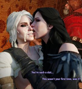 3d after_fellatio ciri cum_on_face dirty_old_man female fenrir'srevenge licking_cum licking_cum_on_face phillip_strenger the_witcher_(series) the_witcher_3:_wild_hunt weebstank yennefer