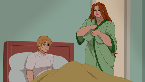 bbw big_ass big_breasts breasts brown_hair cheating debra_(discreenvision) discreenvision earrings female game_cg huge_breasts inusen long_hair milf nipples_visible_through_clothing ring the_secret_of_the_house