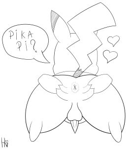 absurd_res animal_genitalia anus ass ass_grab backsack balls ballsack butt_grab dialogue feral generation_1_pokemon genitals hand_on_ass hand_on_butt heart_symbol hi_res hornyvulpine male mammal monochrome nintendo nude penis pikachu pokemon pokemon_(species) presenting presenting_anus presenting_balls presenting_hindquarters raised_tail rear_view rodent simple_background solo speech_bubble tail tapering_penis white_background