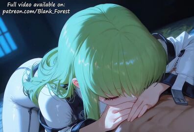 1boy ai_generated anus ass bangs bar_censor bent_over blank_forest blunt_bangs blush bodysuit breasts c.c. code_geass covered_nipples english_text erection eyebrows_visible_through_hair fellatio female from_side green_hair impossible_clothes indoors large_breasts long_hair long_sleeves looking_at_viewer lying male medium_breasts mosaic_censoring open_mouth oral out_of_frame penis pubic_hair pussy pussy_juice saliva see-through shiny shiny_clothes shiny_hair sidelocks skin_tight solo_focus straight straitjacket sweat tagme thighs top-down_bottom-up video white_bodysuit wide_sleeves yellow_eyes