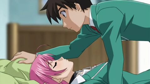 akashiya_moka aono_tsukune bed bedroom big_breasts blanket blue_hair breasts demon_girl english_audio english_dialogue english_language fhd grabbing_breasts hand_on_breast hd hd_(traditional) hiding huge_breasts kurono_kurumu large_breasts moaning moaning_in_pleasure rosario+vampire squeezing squeezing_breast succubus tagme video