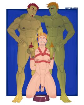 abs balls bara biceps big_balls big_penis cum gay green-skinned_male green_body green_skin male male/male male_nipples male_only muscular muscular_male nipples nude nuttkraken orc orc_male pecs penis teeth teeth_visible tusks yaoi