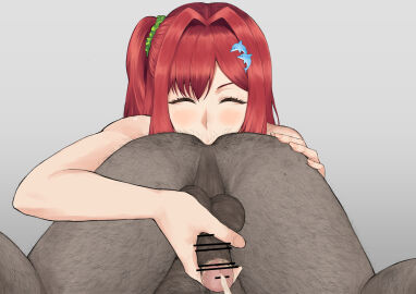 1boy 1girls :>= alternate_version_available anilingus censored closed_eyes cum dark-skinned_male dark_skin dolphin_wave ejaculation female hair_ornament hairy hairy_anus hairy_male hand_on_penis handjob interracial light-skinned_female light_skin male no10_direct penis red_hair rimjob rimming sakimiya_iruka side_ponytail smegma stray_anal_hair stray_pubic_hair