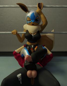 3d anthro anus arbiter1209 bodily_fluids breasts clothed clothed_sex clothing cum cum_on_breasts digital_media_(artwork) eevee featureless_feet feet female foot_fetish foot_play footjob futanari generation_1_pokemon genital_fluids genitals herm human human_on_anthro intersex intersex/female interspecies mammal nintendo one_eye_closed penis pokemon pokemon_(species) pussy sex