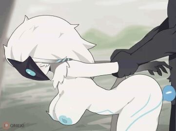 animated anthro areola big_breasts bouncing_breasts bovid breasts caprine censored duo erection female fur genitals hair kindred kindred_(lol) lamb_(lol) league_of_legends male male/female male_penetrating mammal mask nipples nude omeki penetration penis riot_games sex sheep tencent wearing_mask white_body white_fur