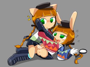 anthro anus bemani censored clothed clothed_sex clothing domestic_cat duo felid feline felis female female_penetrated futa/female futa_penetrating futa_penetrating_female futanari hi_res intersex intersex/female intersex_penetrating intersex_penetrating_female konami lagomorph leporid looking_pleasured magnifying_glass mammal mimi_(pop'n_music) mosaic_censorship nyami_(pop'n_music) penetration penile penile_penetration penis penis_in_pussy pop'n_music pop'n_music_artstyle pussy rabbit sex unknown_artist vaginal_penetration