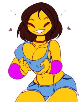 1girls 2d ass big_ass big_breasts big_butt big_thighs blue_bra blue_pants breast_grab breasts brown_hair closed_eyes color color_edit colored_sketch female female_frisk female_human female_only frisk grin grinning_at_viewer heart_symbol hearts_around_head holding_breast human human_female human_only nipple_bulge nipple_outline nipples_visible_through_clothing round_ass round_breasts round_butt shorts smile smiling smiling_at_viewer solo solo_female spirale undertale undertale_(series) wide_hips