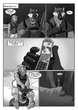 2boys english_text fox lion male novra_(artist) tail text