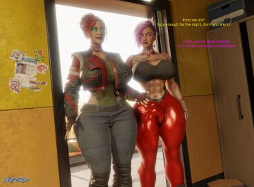 1futa 1girls 3d abs ass big_ass big_breasts big_butt big_thighs breasts bulge bulge_down_leg bulge_through_clothing caption cd_projekt_red curvy curvy_body curvy_female curvy_figure curvy_hips curvy_thighs cyberpunk_2077 female futanari huge_cock hype3d intersex judy_alvarez muscular muscular_futa panam_palmer penis red_leggings story thick thick_ass thick_hips thick_legs thick_penis thick_thighs voluptuous voluptuous_female voluptuous_futa wide_hips wide_thighs