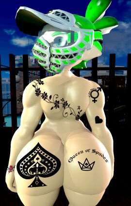 1boy 3d alexspider ass ass_focus big_ass blue_eyes curvy femboy green_hair huge_ass inkling inkling_boy light-skinned_male light_skin male male_focus male_only mask muscular muscular_male queen_of_spades solo solo_male source_filmmaker spade_tattoo splatoon tattoo voluptuous voluptuous_male wide_hips